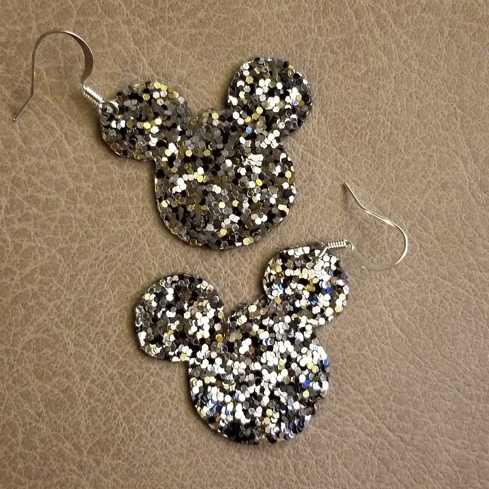 FUN Chunky Glitter Mouse head earrings! - Picture 1 of 4